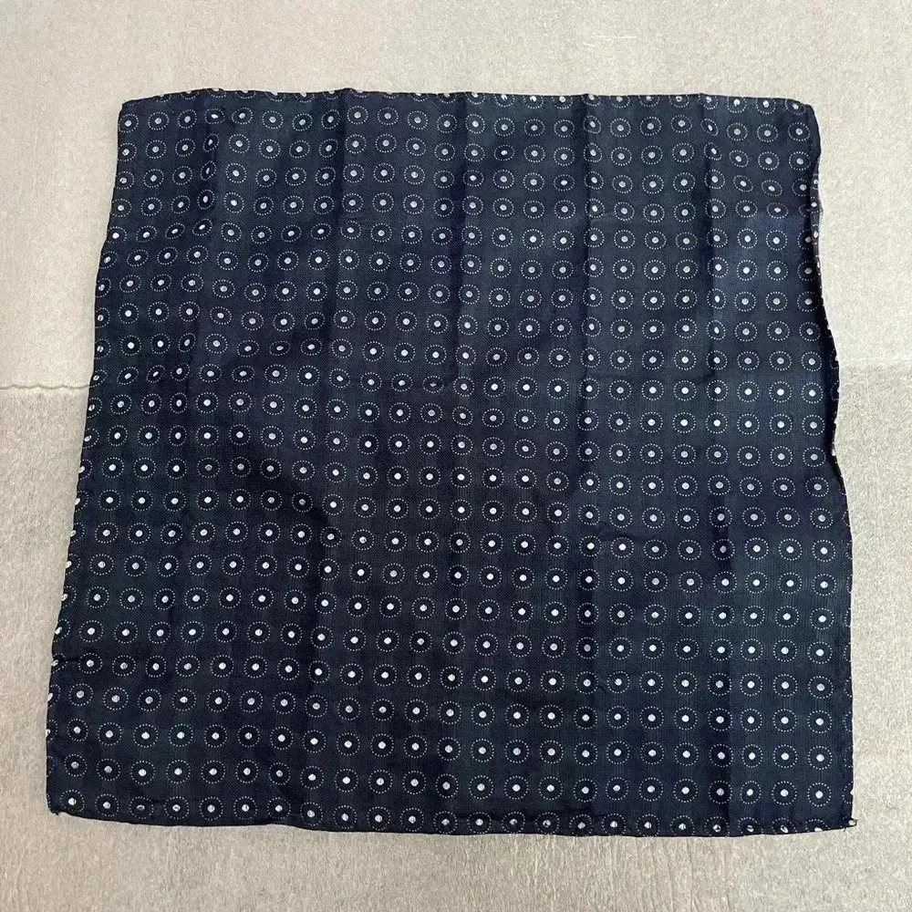 Ben Sherman Silk Blend Blue Gold Dot Pocket Square Handkerchief